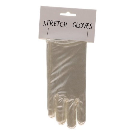 Ivory white satin gala gloves for kids