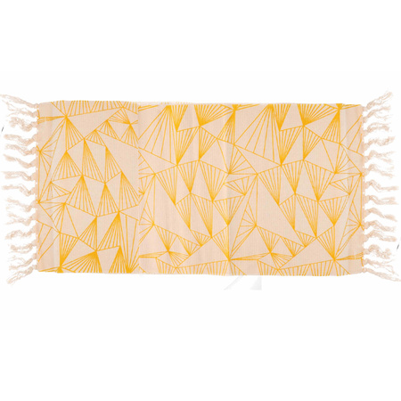 Geel / naturel hammam stijl badmat 45 x 70 cm rechthoekig