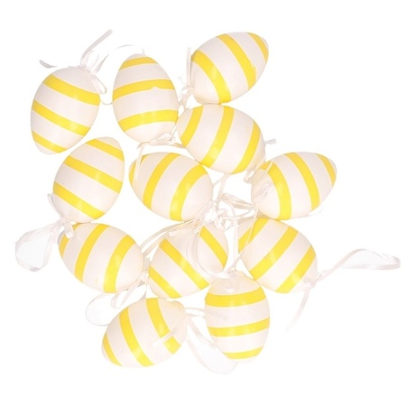 Yellow/white decoration Easter eggs 12x pieces