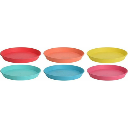 6x Colored plates plastic 23 cm