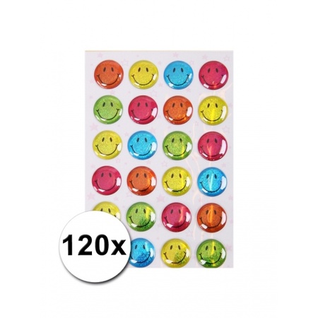 Gekleurde smiley stickers 120 stuks