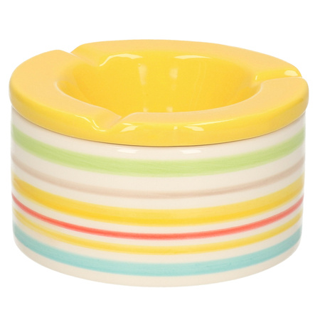 Coloured ashtray with yellow cover 12 cm