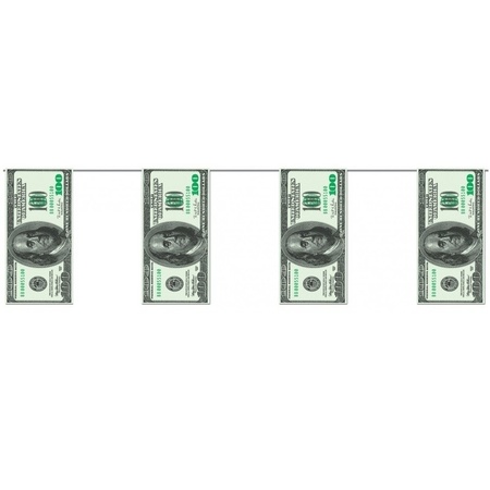 Money garland with dollar bills