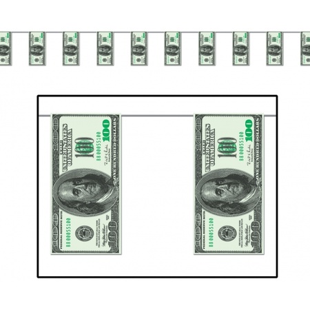 Money garland with dollar bills