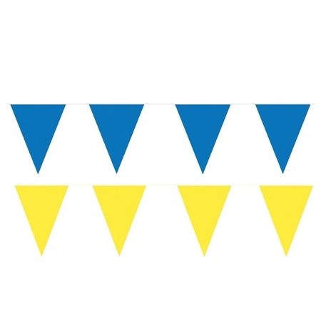 Gele/Blauwe feest punt vlaggetjes pakket 80 meter