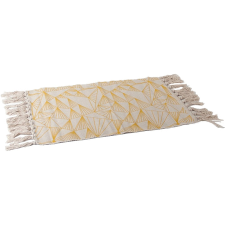 Gele/naturel hammam stijl badmat 45 x 70 cm rechthoekig