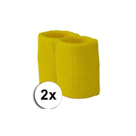 Yellow sweat wristbands 2 pieces