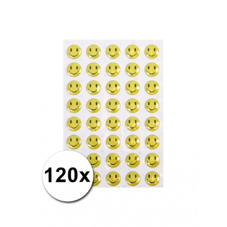 Gele smiley stickers 120 stuks