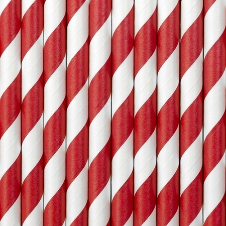 Striped straws red and white 20x