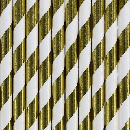 Striped straws gold and white