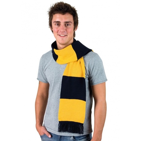 Striped scarf navy and gold