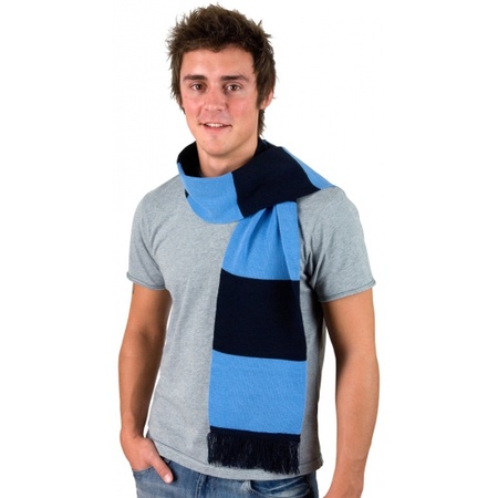 Gestreepte sjaal navy met lichtblauw