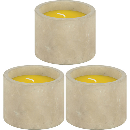 10x Scented candles citronella in conrete holder 8.5 x 7 cm 10 burning hours
