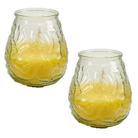 Geurkaars citronella - 2 x - in windlicht -  glas - 10 cm - citrusgeur
