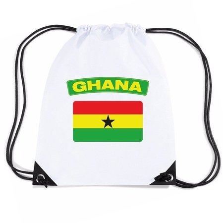 Ghana nylon rugzak wit met Ghanese vlag