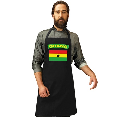 Ghana vlag barbecueschort/ keukenschort zwart volwassenen