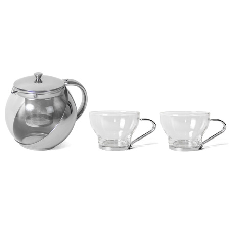 Glass  teapot 1,1 liters with filter with 6x tea glasses