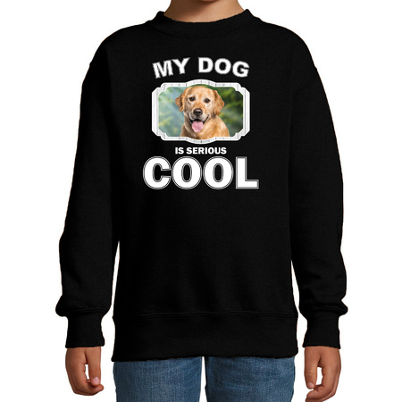 Golden retriever honden trui / sweater my dog is serious cool zwart voor kinderen