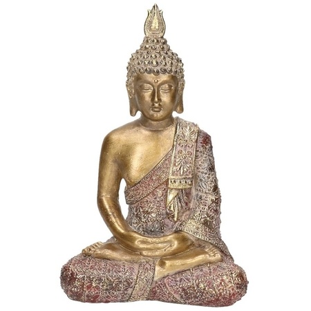 Goud boeddha beeldje zittend 20 cm
