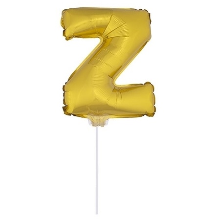 Gouden opblaas letter ballon Z op stokje 41 cm