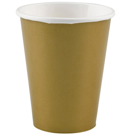 Gold color carton drinkcups 8x pieces 266 ml