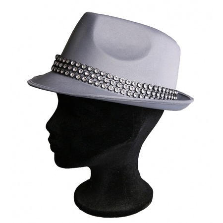 Grey popstar hat with diamond studs