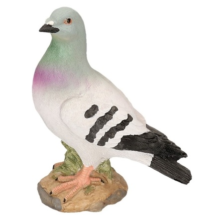 Grey pigeon statue left 24 cm