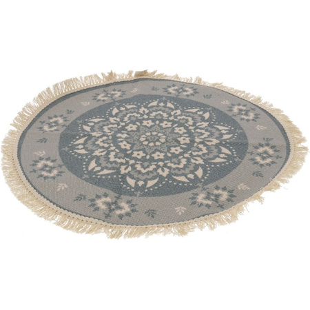 Grey/natural hammam style bath mat/rug 50 cm round