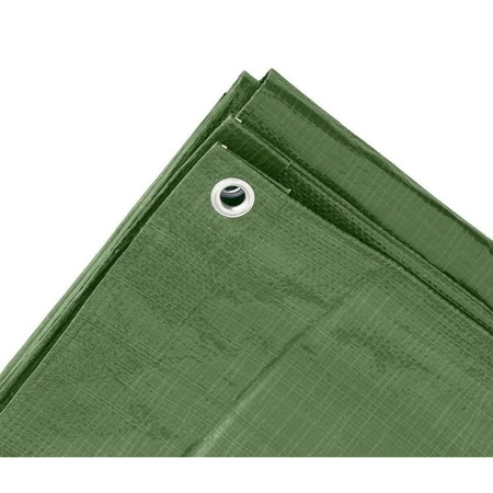Groen afdekzeil / dekzeil 4 x 5 meter met 24x spanners haakjes
