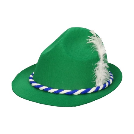 Green/white Tyrolean hat dress up accessory for adults