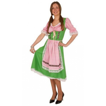 Green/pink Tyrolean dirndl dress up costume/midi dress for women
