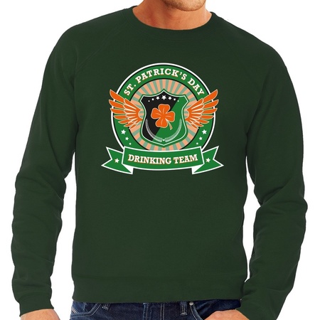 Groene St. Patricks day drinking team sweater heren
