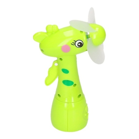 Groene waterspray ventilator giraffe 15 cm voor kinderen
