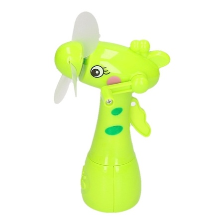 Groene waterspray ventilator giraffe 15 cm voor kinderen