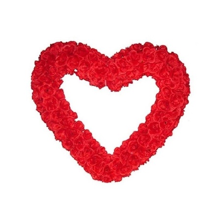 Groot love/Valentijnsdag decoratie hart 70 cm rood gevuld met rode rozen