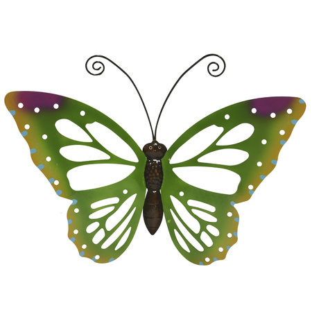 Grote groene vlinders/muurvlinders 51 x 38 cm cm tuindecoratie