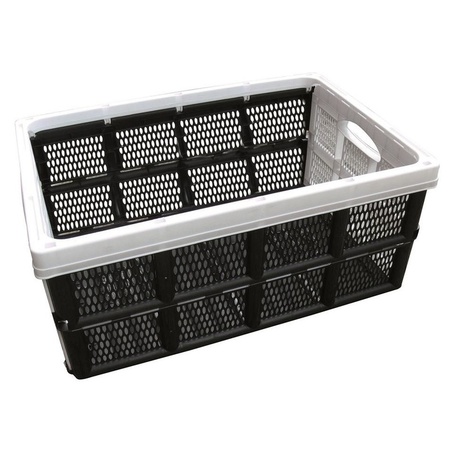 Black/white folding shoppingcrate/storage crate 60 cm