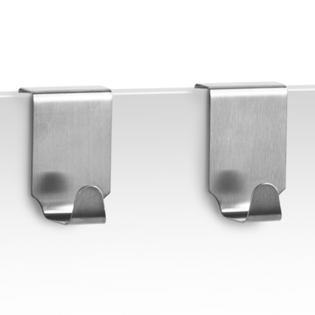 2x Silver towel hooks for kitchencabinets 6 cm