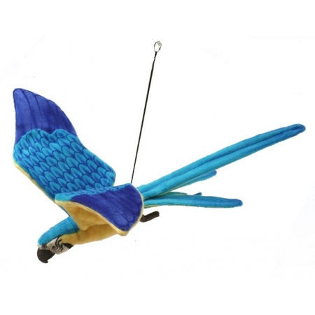 Hansa pluche vliegende papegaai knuffel blauw 76 cm