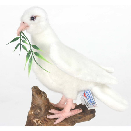 Hansa pluche witte duif knuffel 20 cm