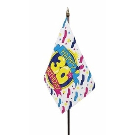 30ste verjaardag tafelvlaggetje 10 x 15 cm met standaard