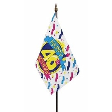 Happy 40th Birthday mini vlaggetje op stok 10 x 15 cm