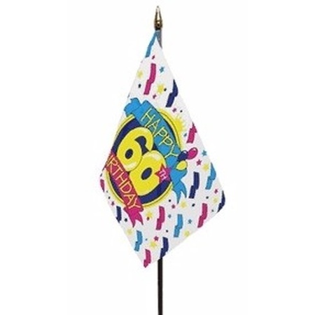 Happy Birthday 60 mini flag on pole 10 x 15 cm