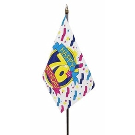 70ste verjaardag tafelvlaggetje 10 x 15 cm met standaard