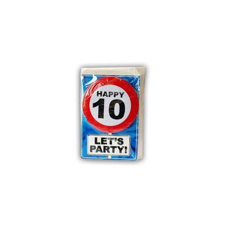 Happy Birthday kaart met button 10 jaar