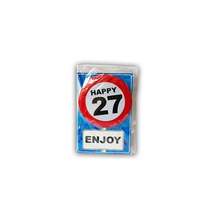 Happy Birthday card with button 27 year