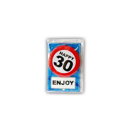 Happy Birthday card with button 30 year