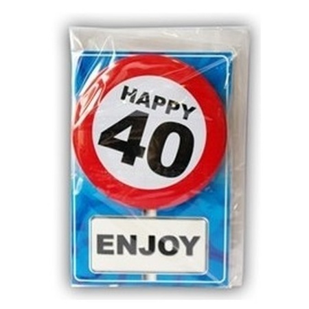 Happy Birthday card with button 40 year