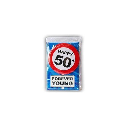 Happy Birthday card with button 50 year
