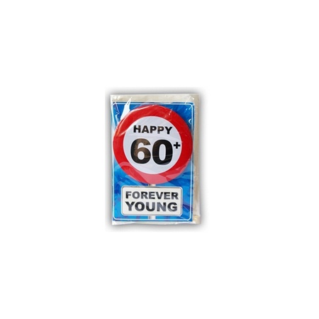 Happy Birthday kaart met button 60 jaar
